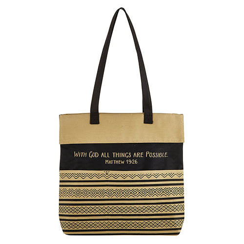 Inspirational Tote Bag: With God All Things Are Possible - Matthew 19:26