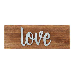 Wall Decor or Tabletop Decor: "Love" Wood and Metal Plaque